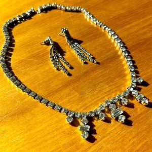 Rhinestone necklace and earring set